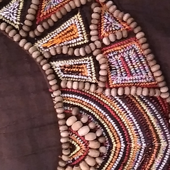 Marineblu Sleeveless Brown Shirt with Beading - Picture 6 of 7